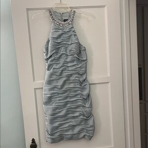 Cachet Mint Green Embellished Halter Dress